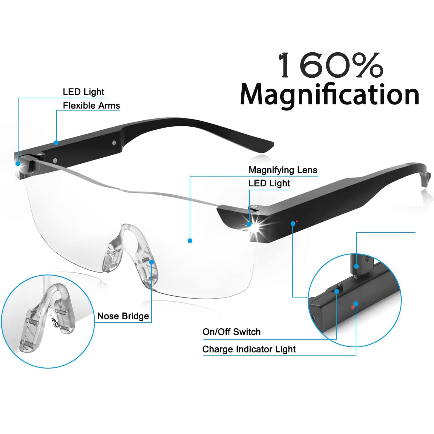 Vlash Magnispec Pro Glasses with LED Light